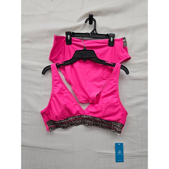 Cupshe Other - Cupshe‎ Womens Leopard Trim Bikini Set Pink Polyester Blend Casual Size Large